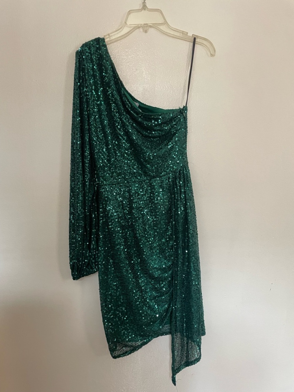 Hello Molly Emerald One-Shoulder Sequin Mini Dress